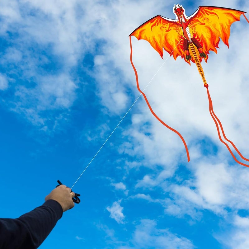 Crogift Dragon Kite for Adults, Kites for Kids Ages 4-8 8-12 Easy to Fly, Kids Kites for Boy Girls, Kite for Beginners Beach Trip Park Family Outdoor Games and Activities - Image 4